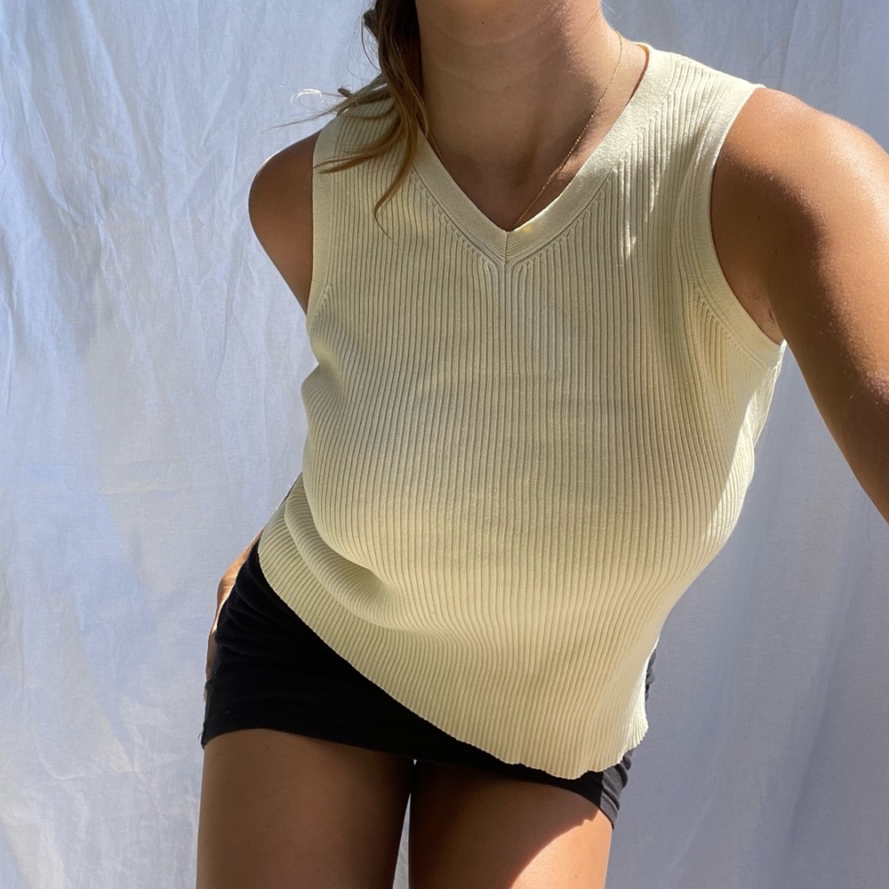 Vintage Pastel Yellow Sweater Vest